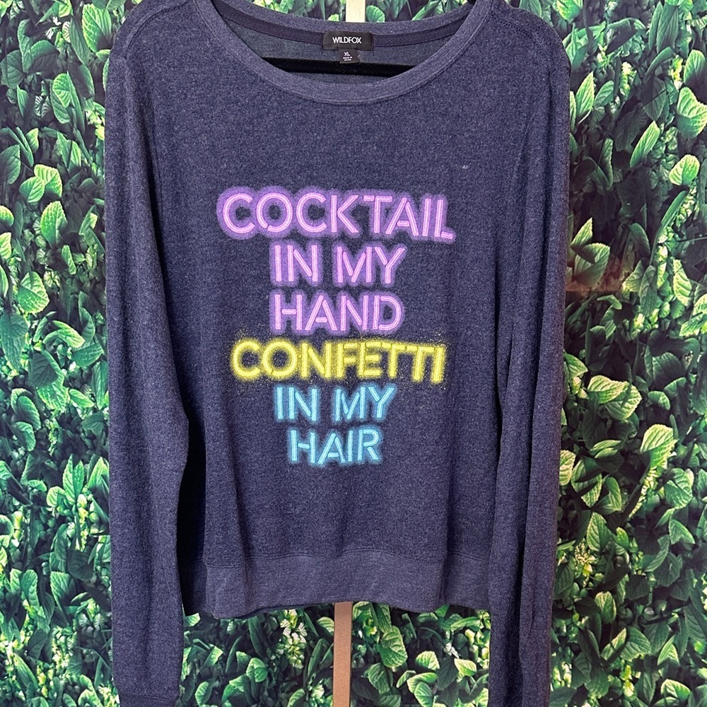 Wildfox Navy Sweater with Colorful Text